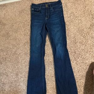 American Eagle Hi-Rise Artist Flare Dark Wash Jeans Size 8 X long